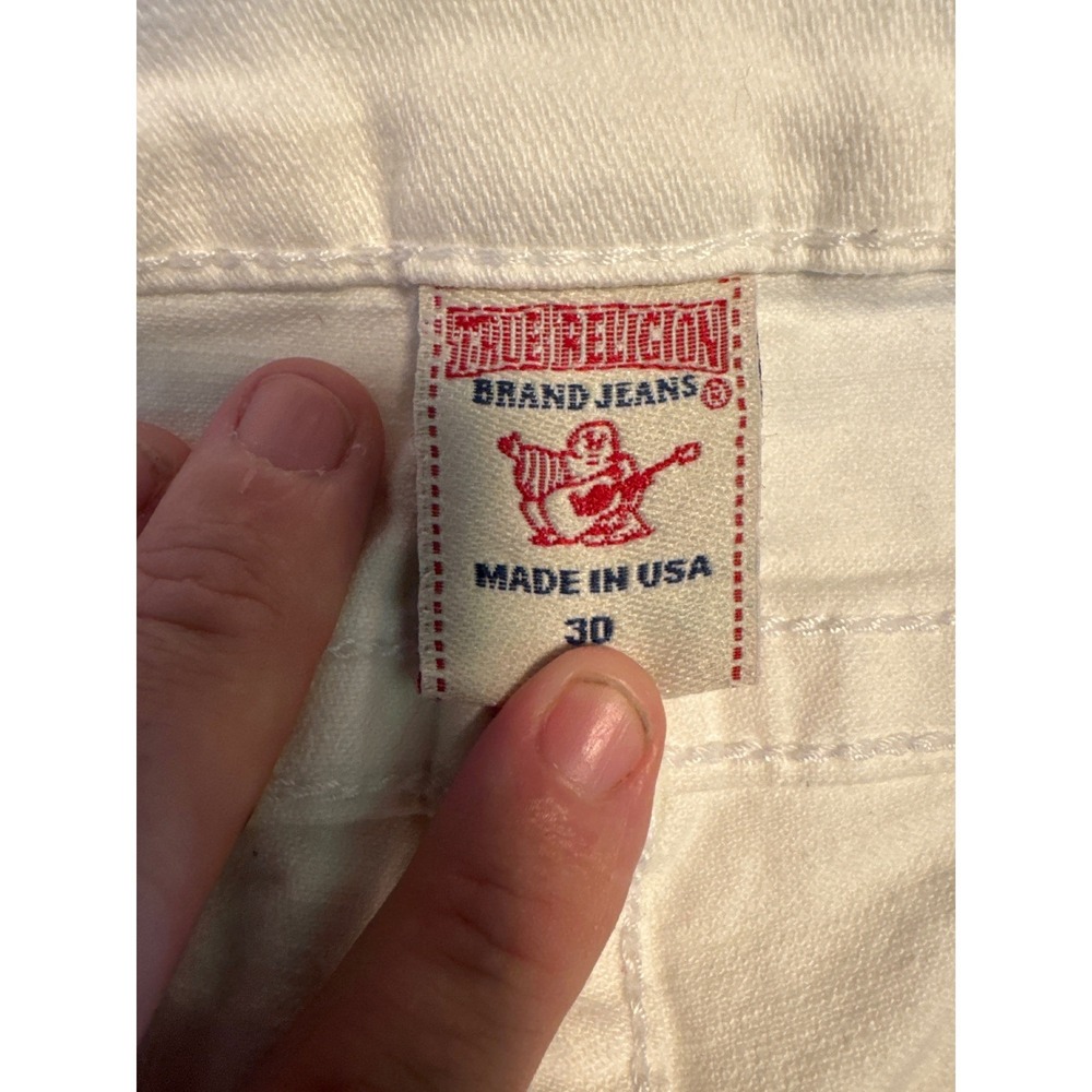 True Religion Johnny Jeans Womens 30 White Distressed Straight Leg USA - Picture 2 of 10
